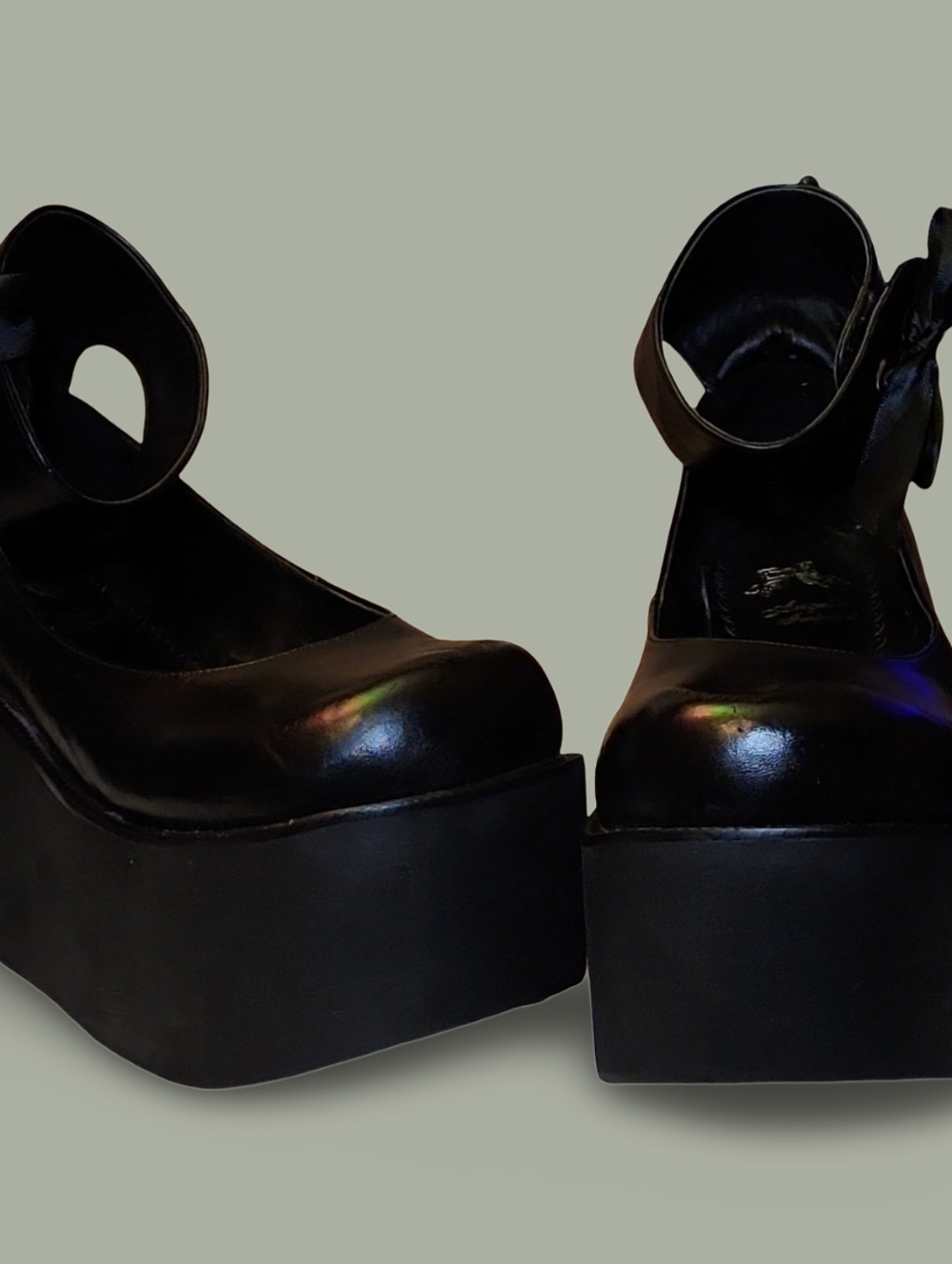 Angelic Imprint Black Platform Ankle Strap Mary Janes US 11 Lolita Gothic Lolita